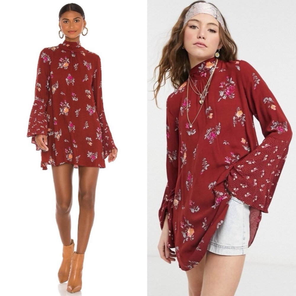 Free People “Tate” Mock Neck Open Back Mini Dress/Tunic